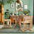 Round Glass Top with Solid Wood Base Dining Table-735134048
