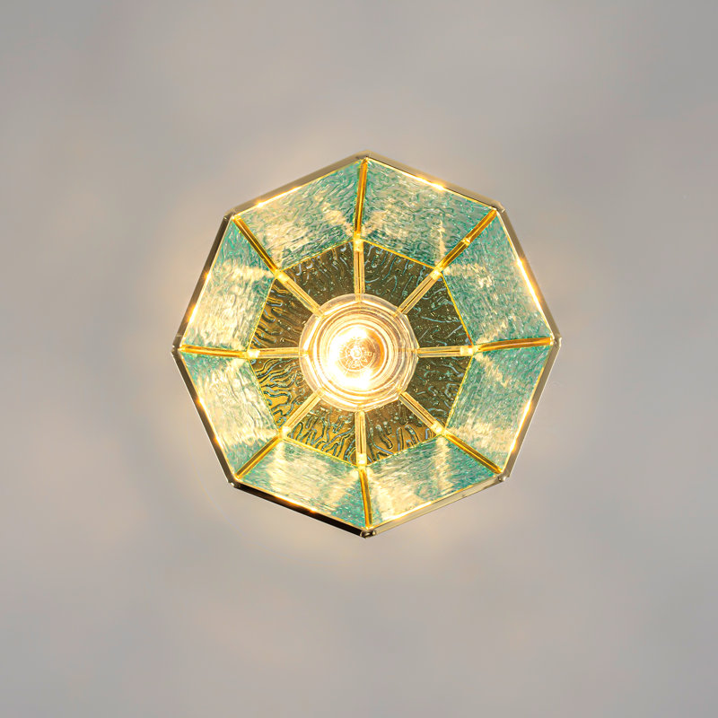 Polygonal Blue Water Glass Semi-Flush Mount