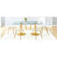 Chaises en plastique transparent avec pattes en métal doré assorties à une table en verre trempé de 180 cm (71 pouces), une solution de repas stable et fonctionnelle. Table de 6 pieds, idéale pour les réunions de famille.