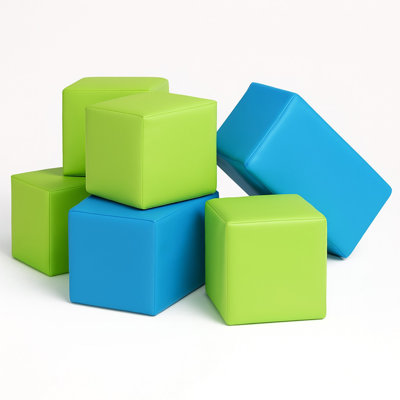 Ensemble de 6 blocs de vinyle souple pour enfants - Couleurs d'apprentissage sensoriel lumineux - 4 blocs carrés et 2 rectangles - Jeu d'intérieur sécuritaire