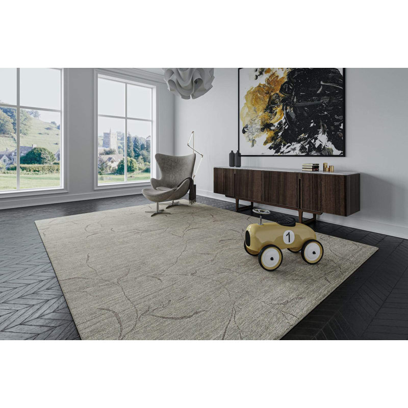 Iceplum Wool Abstract Area Rug in Gray/Neutral, Rectangle 8' x 10'