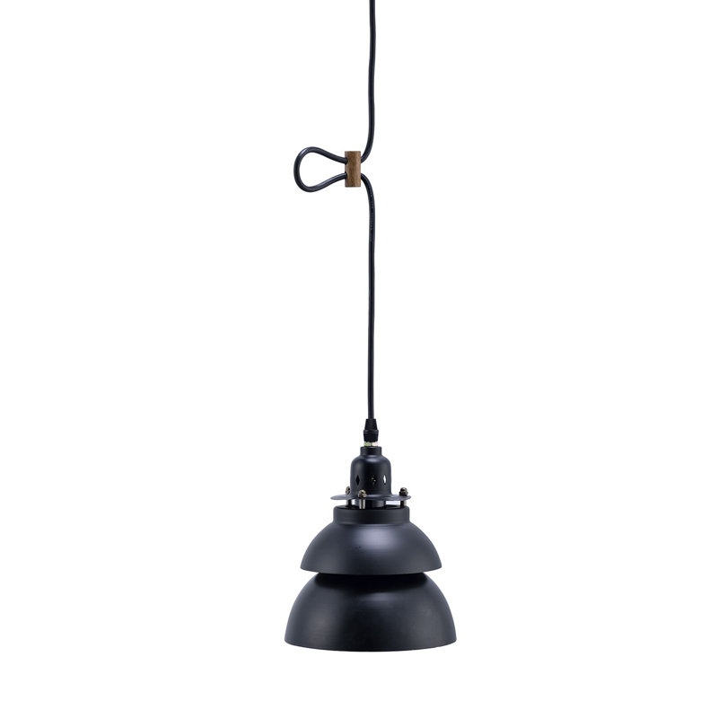 Luminaire suspendu industriel en métal blanc à deux niveaux, Noir