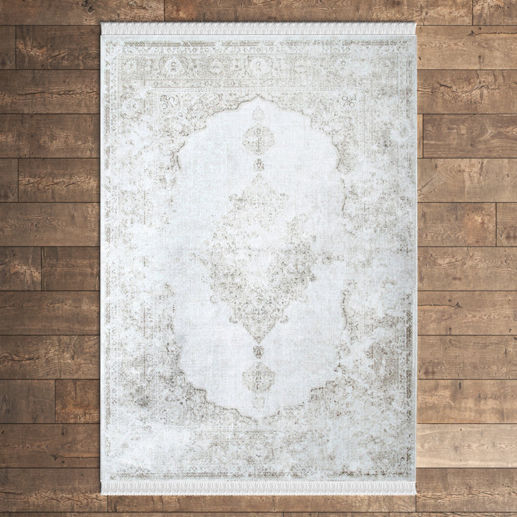 Auxence Choir Medallion Area Rug for Living Room Bedroom Dining Room Kitchen, Ivory/Beige