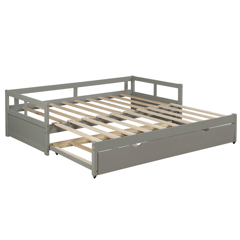 Extending Daybed With Trundle, Wooden Daybed With Trundle, Gray