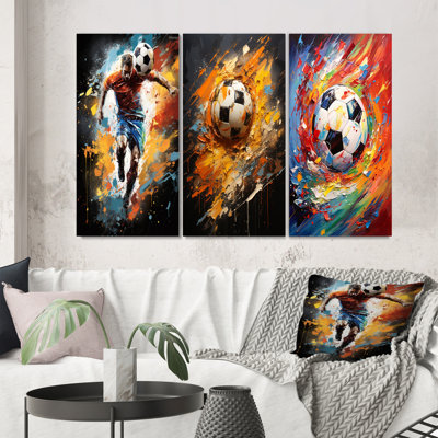 Abstract Soccer Portrait Fusion - ensemble de 3 reproductions