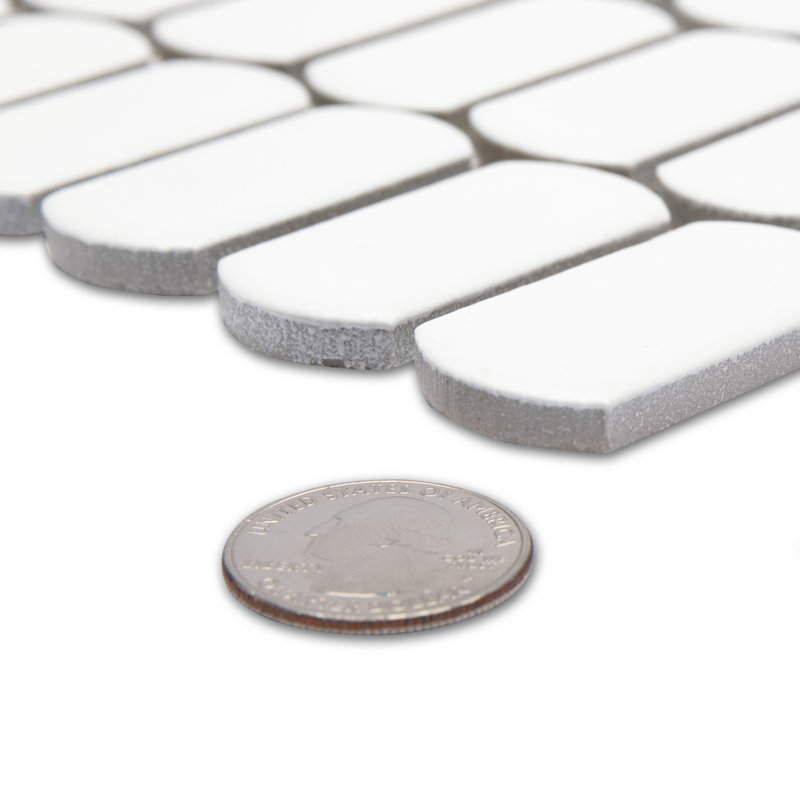 Hudson Capsule 12-1/4 In. X 13-1/8 In. Porcelain Mosaic Tile, Matte White 