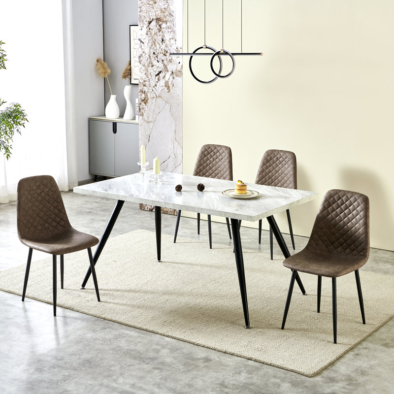 Walpole Modern Upholstered Faux Leather Dining Chair, Brown