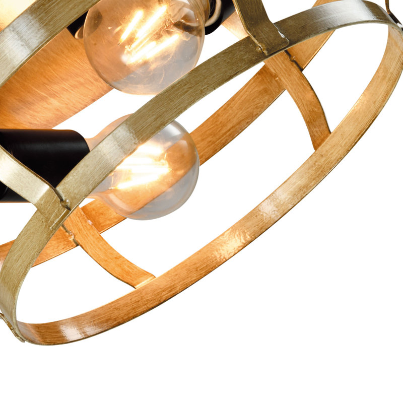 2 - Light 11.81" Caged Unique/Statement Urn Bell Drum Flush Mount
