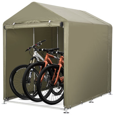 Tente de rangement pour vélo d'extérieur, tissu Oxford 420D imperméable avec toit triangulaire, abri de garage portable pour 2 vélos, moto, outils, assemblage facile, vert
