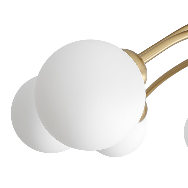 Plafonnier semi-encastré 8 lumières, Blanc lait