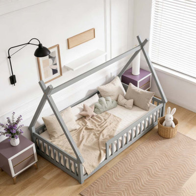 Lit simple en forme de tente, lit tipi avec garde-corps, lattes et porte