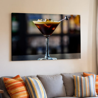Canvas A Sophisticated Cocktail Glass Filled With A Rich Dark Espresso Wall Art Martini Showcasing A Glossy Surface That Reflects Canvas Wall Art