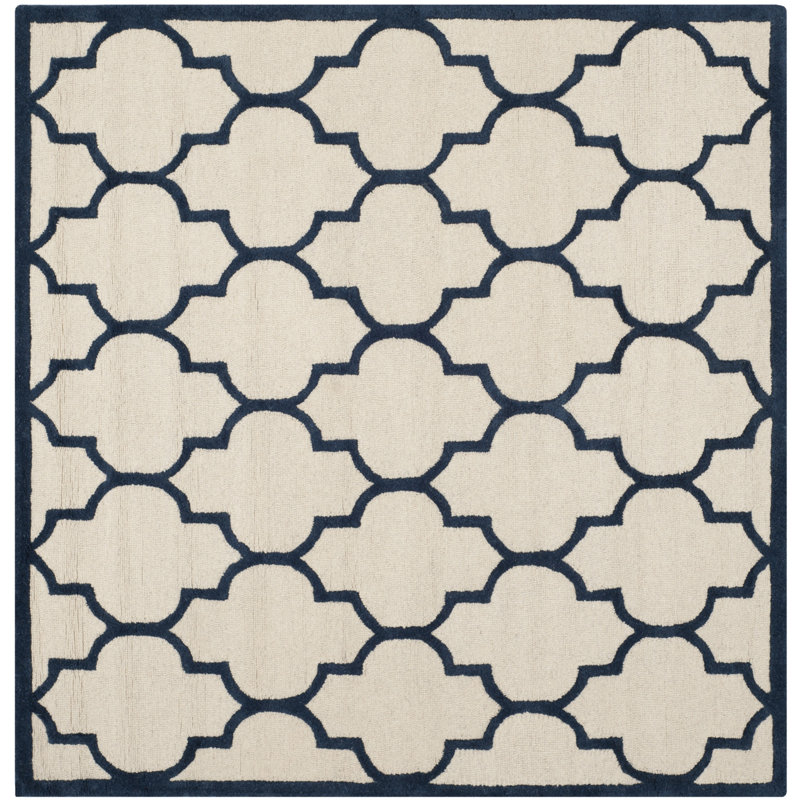 Cannen Hand Tufted Wool Geometric Rug, Square 6'