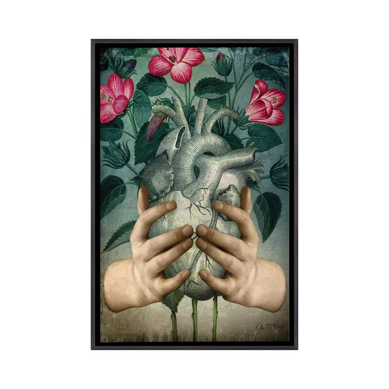 «A Green Heart» par Catrin Welz-Stein - impression d'art graphique, H 26 po x l 18 po x 1,5 po, Pas de tapis