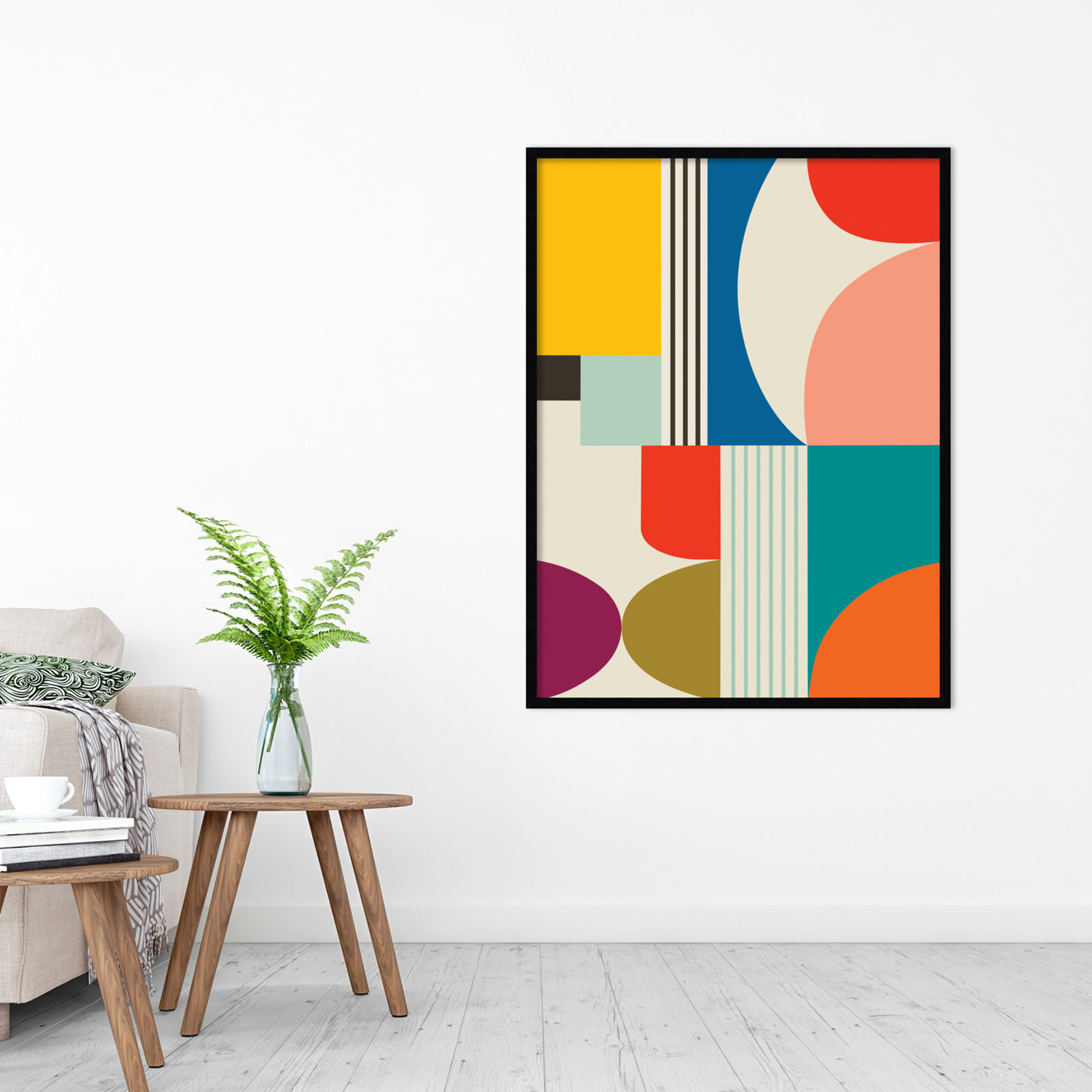 Mid Century Modern Pattern by Rachel Lee, Black, 41" H x 31" W x 1" D
