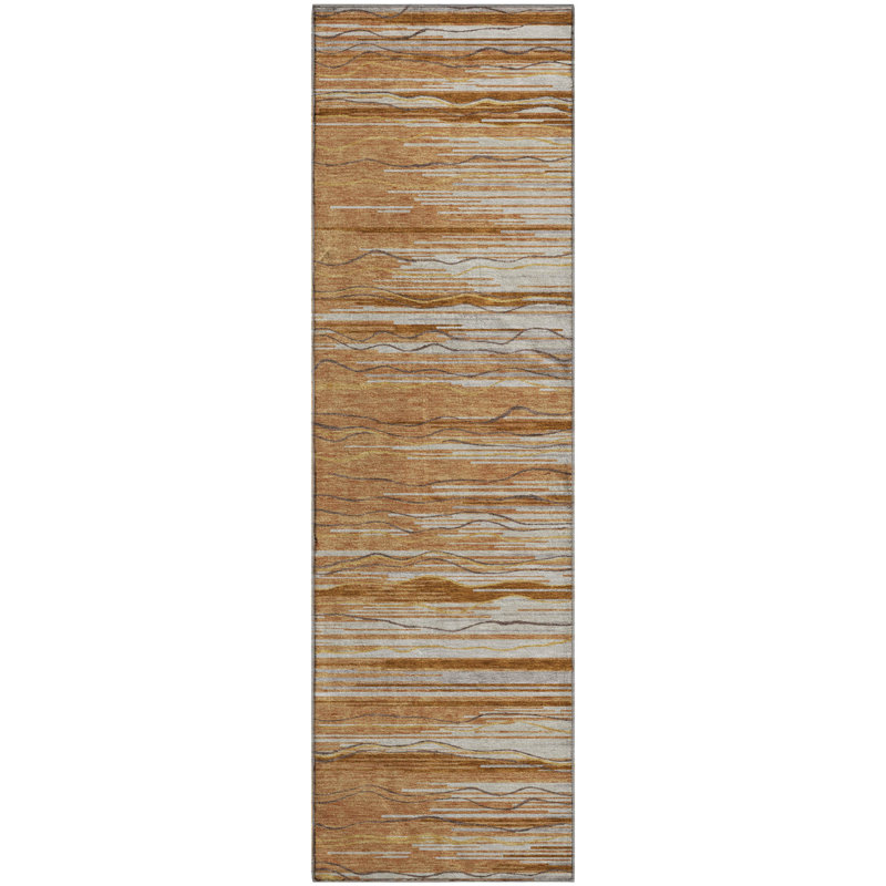 Premium Machine Washable Natoma AMF996 Stripes Rug, Tapis de couloir 2 pi 3 po x 7 pi 6 po