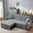 3 In 1 Convertible Sleeper Sofa Bed With Reclining Backrest, Pillows And Side Pockets-1096846721