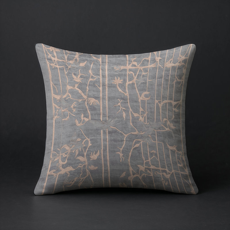 Coussin décoratif intérieur et extérieur Modern, Beige abstrait 19, Carré 16 po