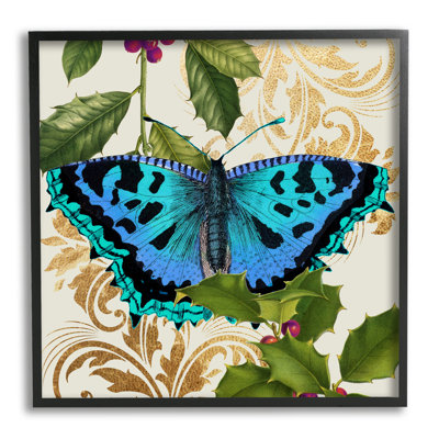 Ailes de papillons éblouissantes, motif floral doré, HollyDaphne Polselli