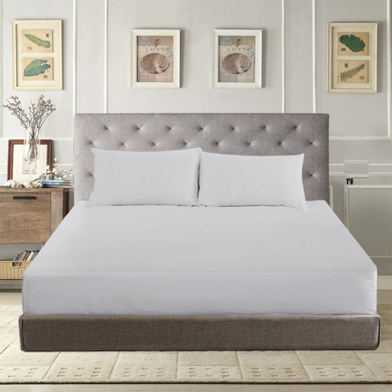 Angelka Microfiber Brushed Deep Fitted Bed Sheet, Single (3'), Silver