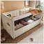 Lit de jour, cadre de lit simple à rangement hydraulique avec chargement USB et de type C, cadre de lit avec lattes de bois et dossier de canapé capitonné
