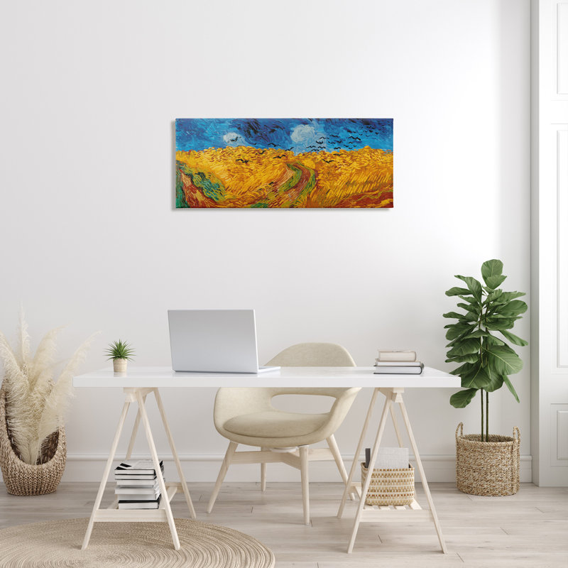 «Wheat Field with Crows» par Vincent Van Gogh, reproduction d'art graphique classique, H 17 po x l 40 po