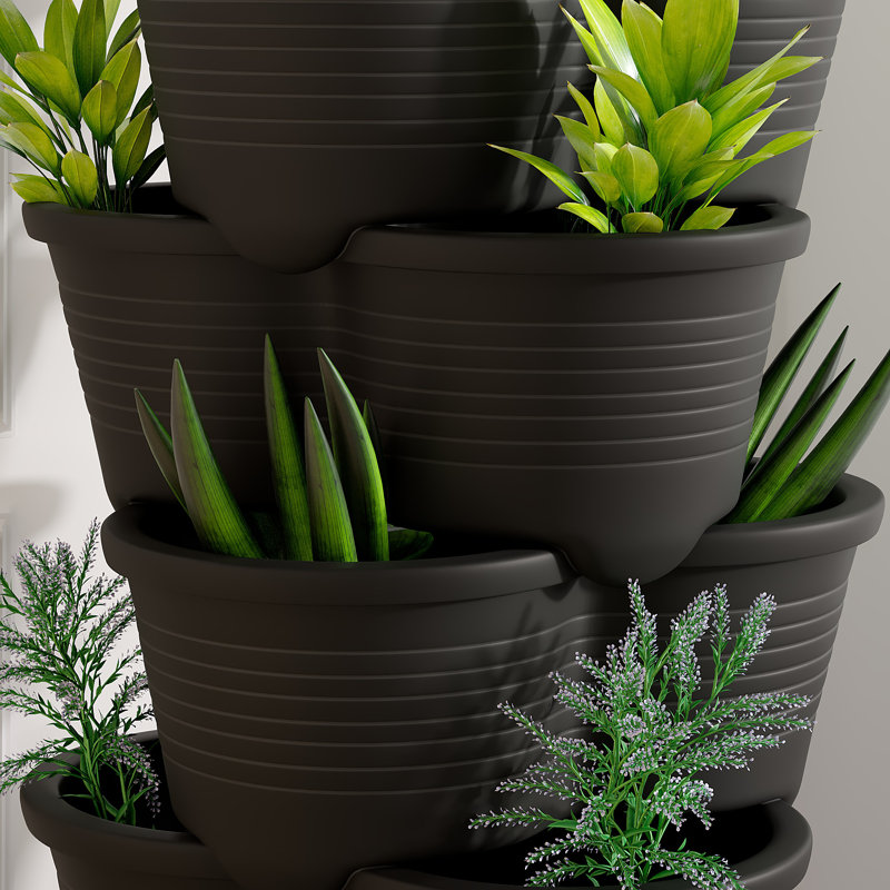 Jardinière verticale 2 pièces Soban Strawberry, tour de jardin empilable à 5 niveaux, pot à fleurs empilable avec poteau de soutien intérieur et extérieur