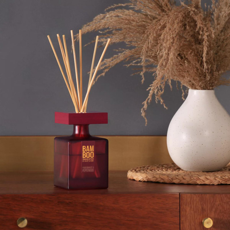 Bamboo Everyday Fruity Reed Diffusers - Pomegranate & Pepperwood, 24 cm H x 7.6 cm W x 7.6 cm D