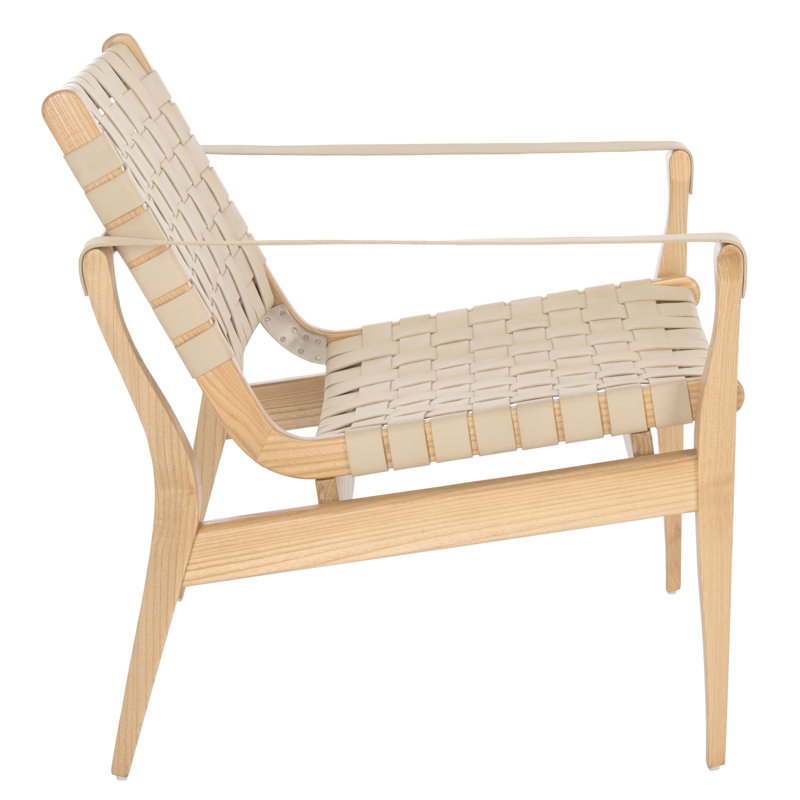 Leather Armchair, Natural, White Genuine Leather