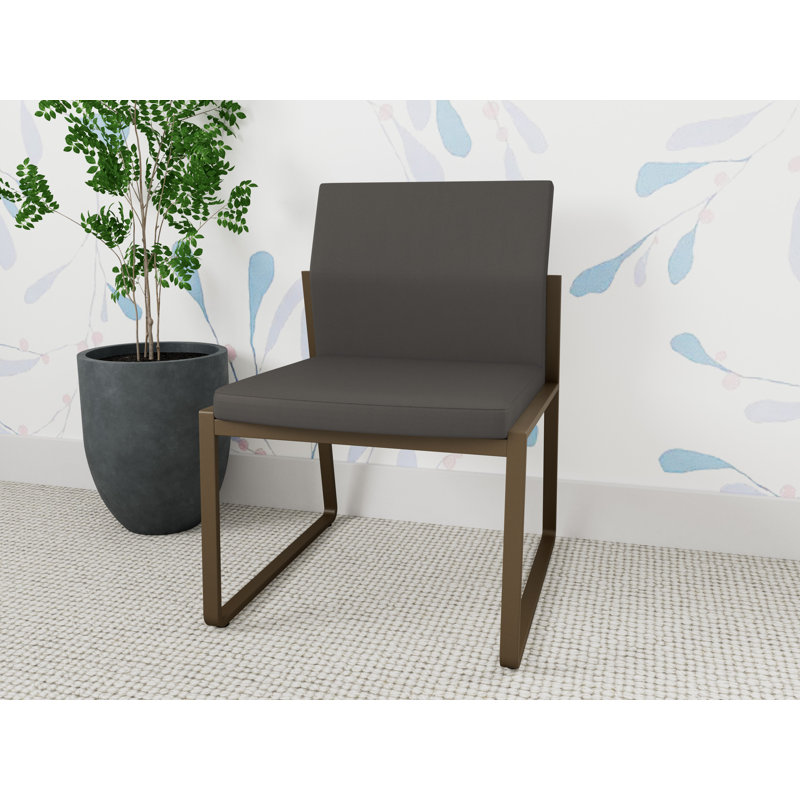 Chaise d'invité sans accoudoirs Gansett, Bronze, Vinyle bleu Patriot Plus Imperial