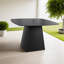 Table de patio moderne à piédestal carré 44 po avec plateau fritté noir et base évasée en aluminium, 4 places