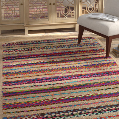 Abhay Hand Woven Jute/Chindi Rug in Natural