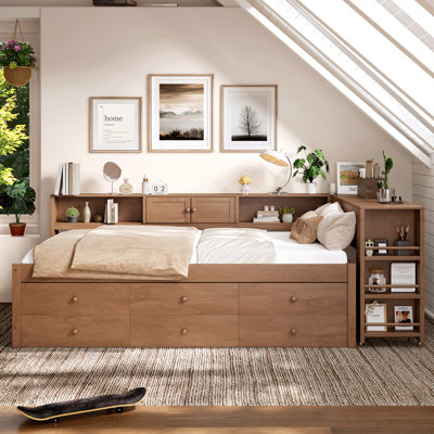 Lit de jour simple avec couchette et tiroirs de rangement