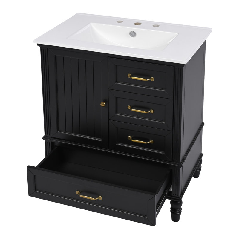 Meuble-lavabo de salle de bain avec lavabo, Noir