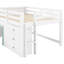 Lit mezzanine double pleine grandeur blanc avec glissière et trois tiroirs de rangement - matériaux, structure stable, peu encombrant, glissière facile à installer, deux portes multifonctionnelles pour l'espace, la construction, pas de sommier