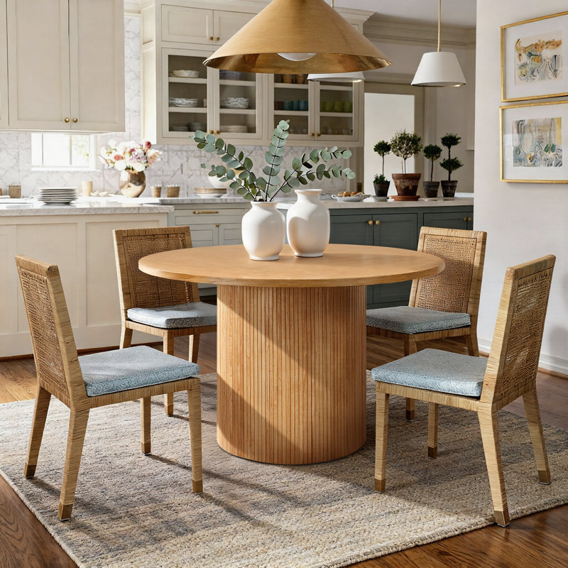 Tierra Round Wood Pedestal Dining Table, Oak