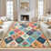 Floral Machine Washable Rug Stain-Resistant Farmhouse Accent Carpet with Non-Slip Backing Soft Low Pile Indoor Mat for Living Room Bedroom Dining Room
