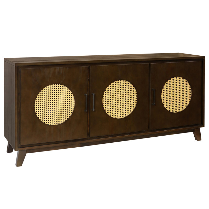 Capri Cane-Inlay 3-Door Sideboard - Mahogany