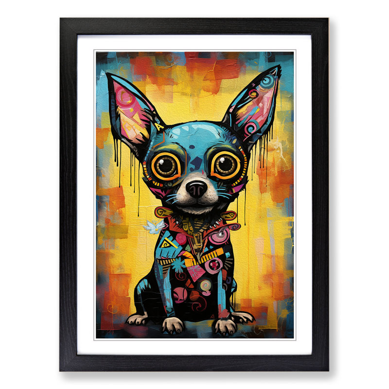 Chihuahua Constructivism - Single Picture Frame Print on Wood, Black Framed, 46cm H x 34cm W x 2cm D