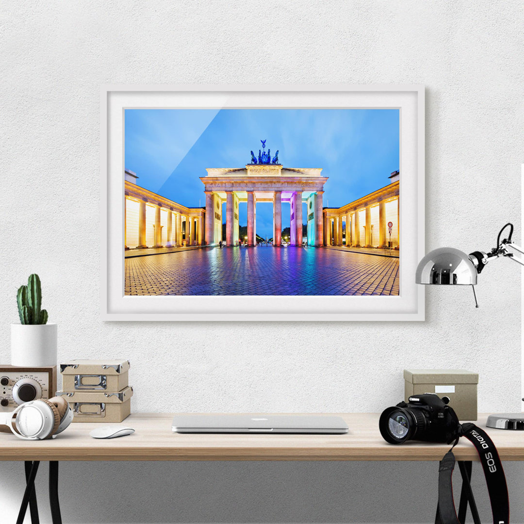 Gerahmter Fotodruck Illuminated Brandenburg Gate