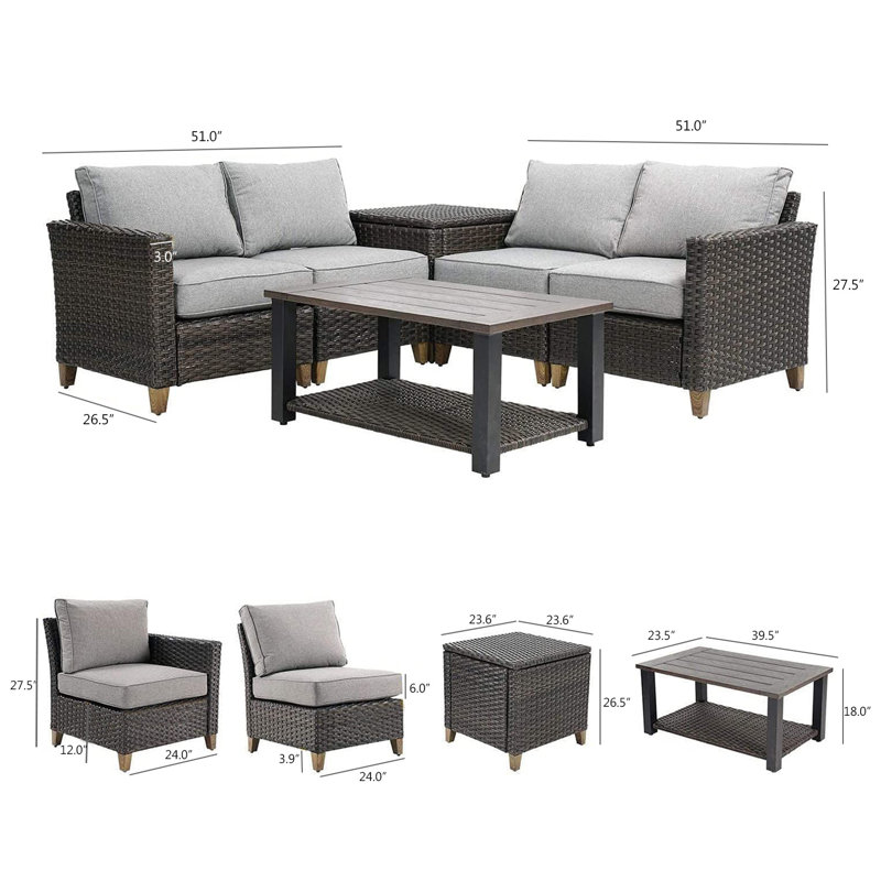 Fakhiri 4 - Person Patio Conversation Set with Cushions