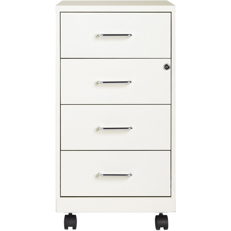 White Mobile 4-Drawer Lockable Legal Size File Cabinet