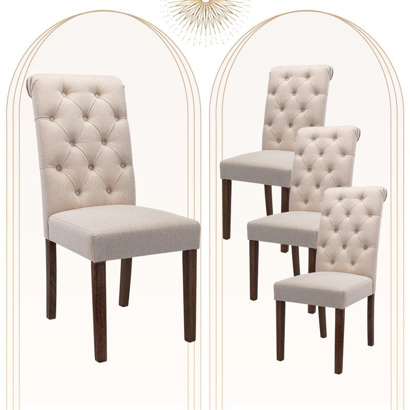 Chaises d'appoint en bois touffetées Bookout, Beige