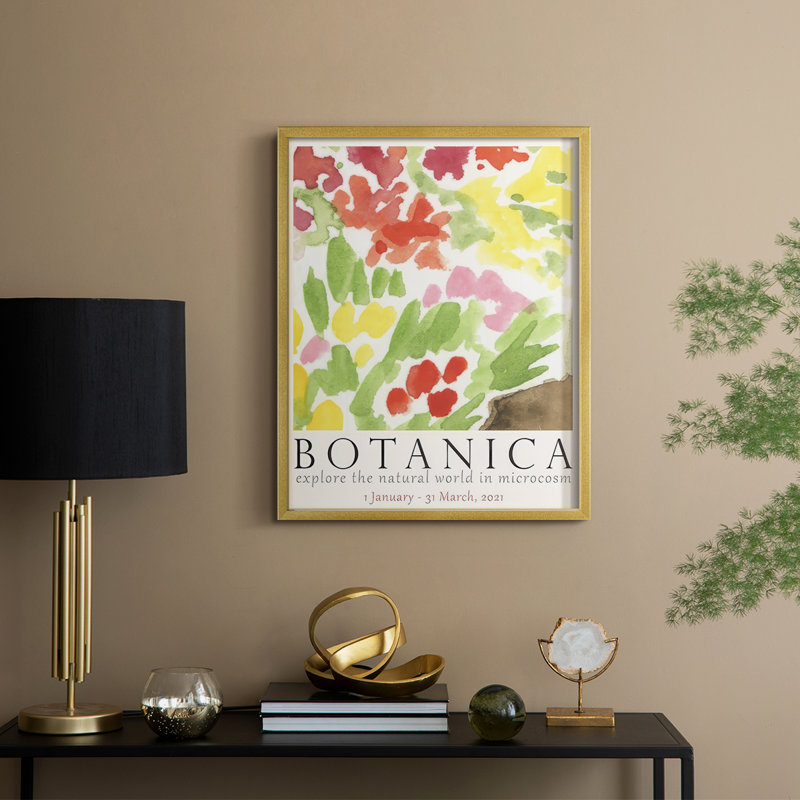 Affiche d'exposition botanique IV - Botanica, H 21 po x l 17 po, Doré