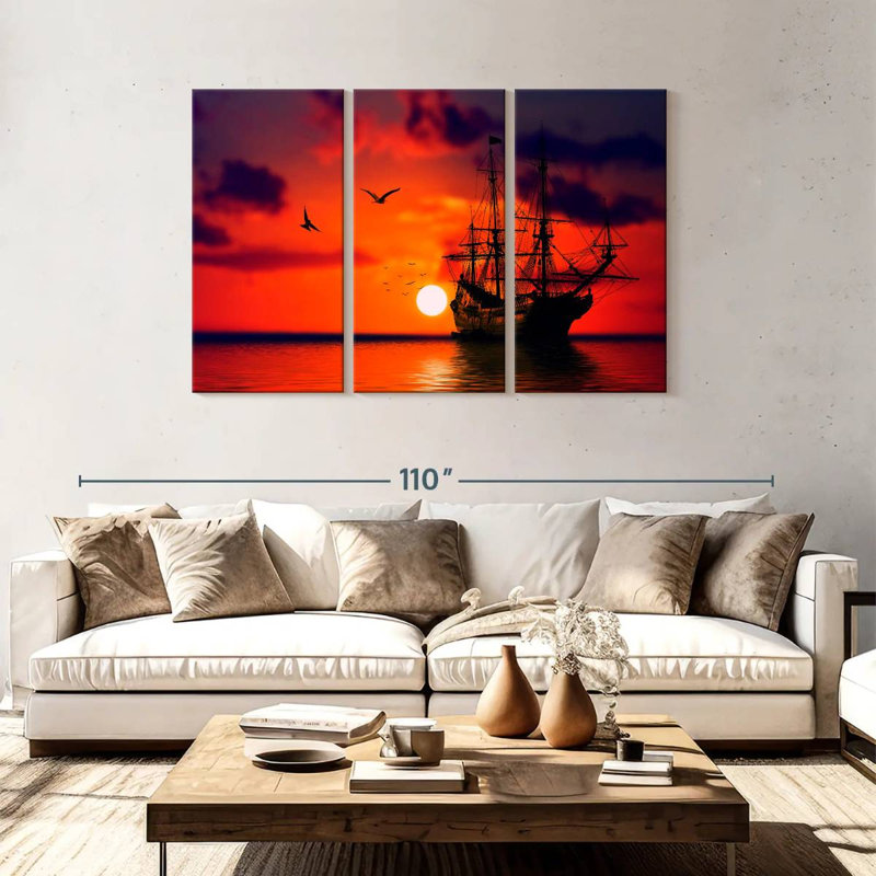 Mehar Ship Sunset, 48" H x 74" W