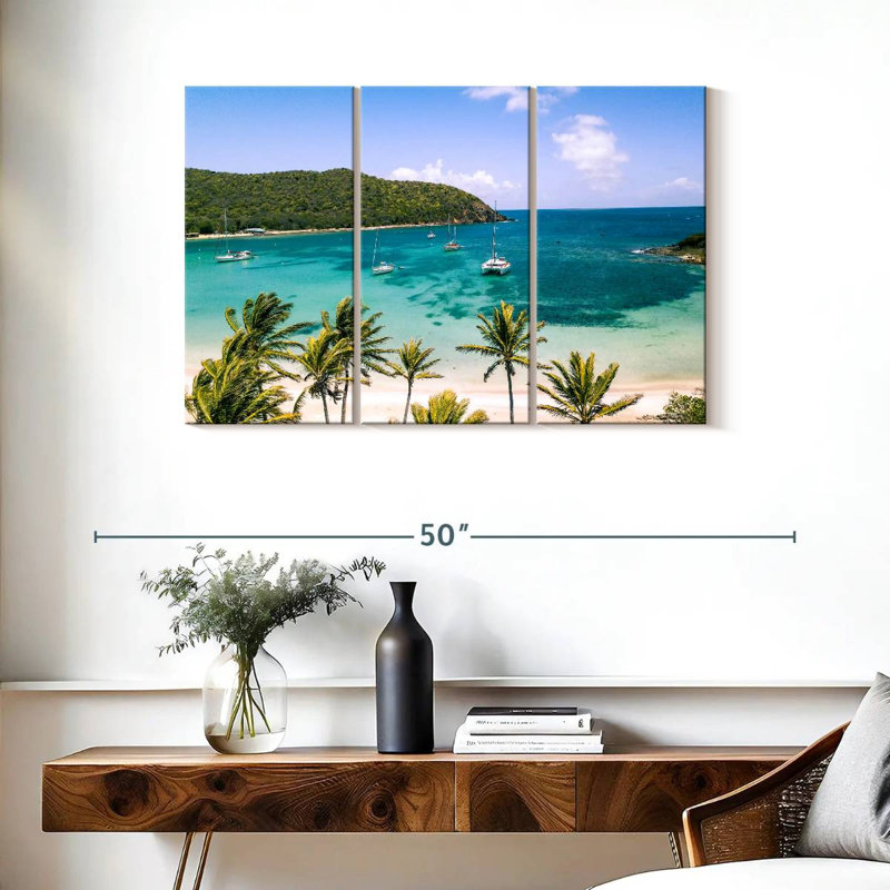 Gillard, plage idyllique des Caraïbes, H 24 po x l 38 po