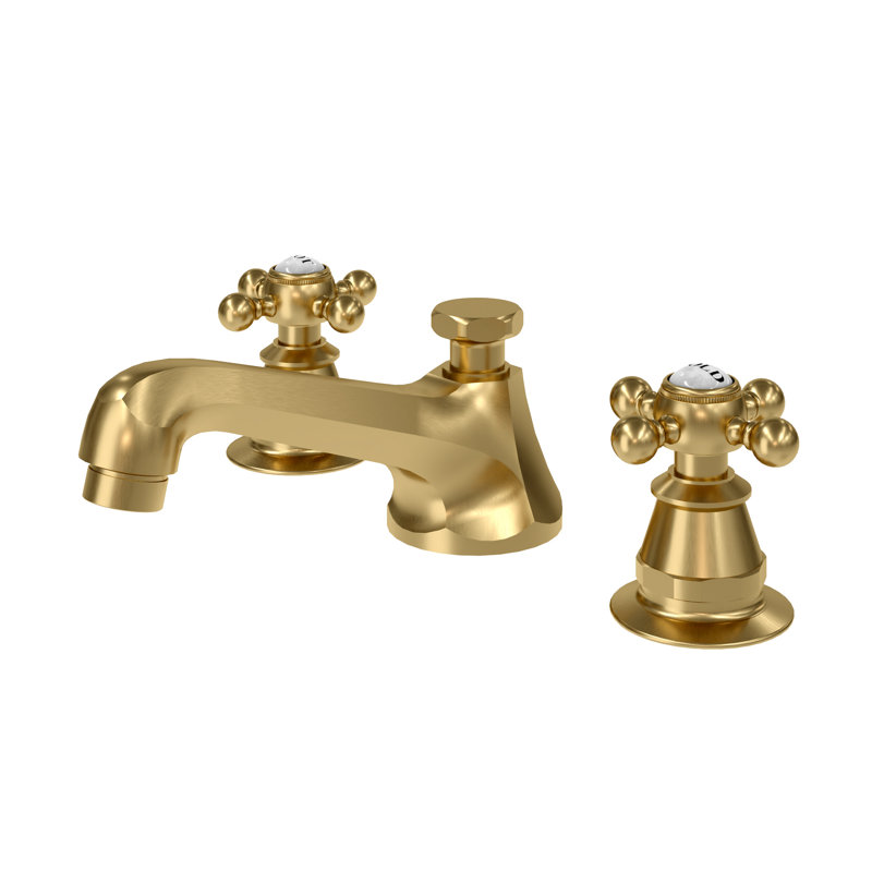 Robinet de salle de bain à large entraxe avec bonde Carlson, Chrome triple plaqué, Poignées croix