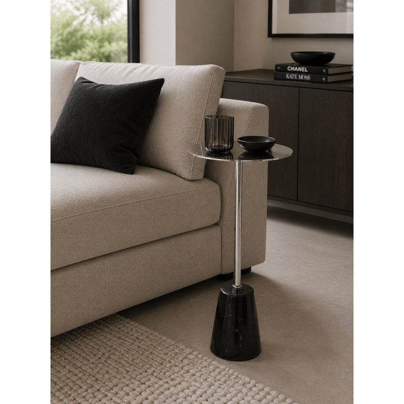 Table de bout Maisel, Noir, Argent