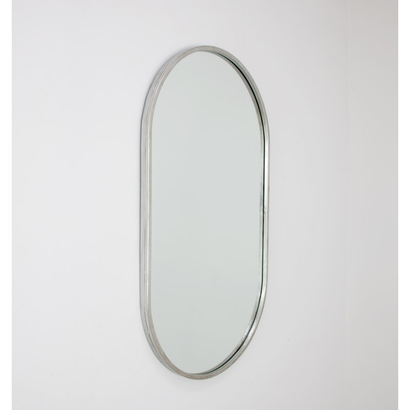 Tuma Oval Metal Mirror, Silver