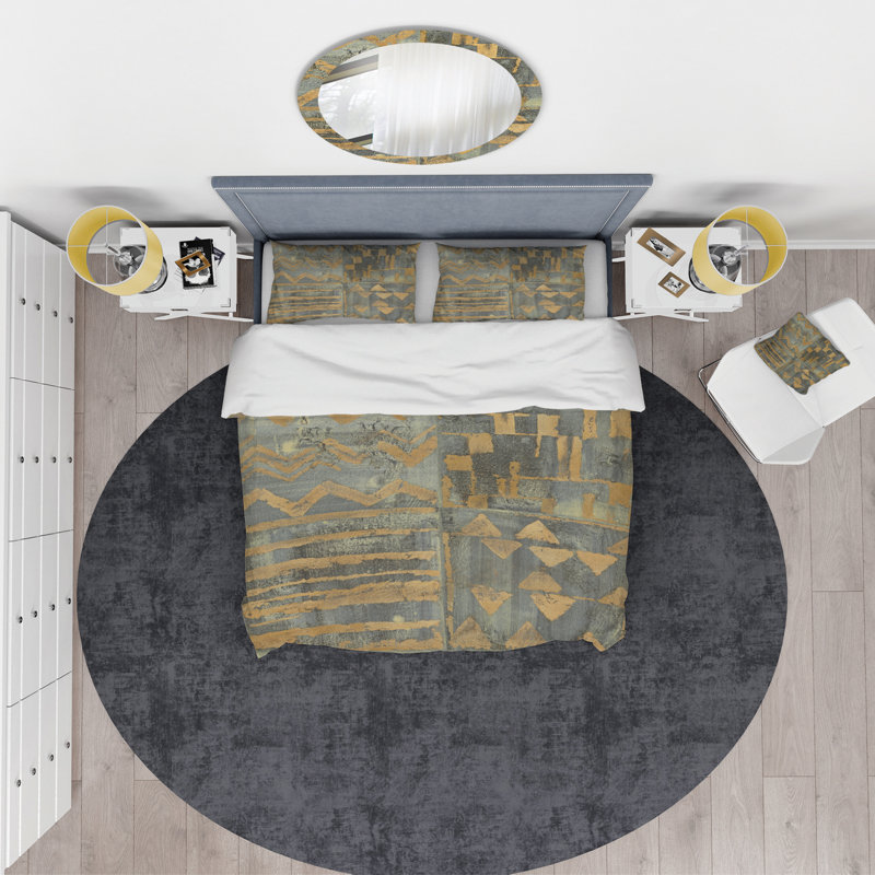 Ensemble de housse de couette geometric tapisserie iii, Housse de couette double / grand et 2 taies